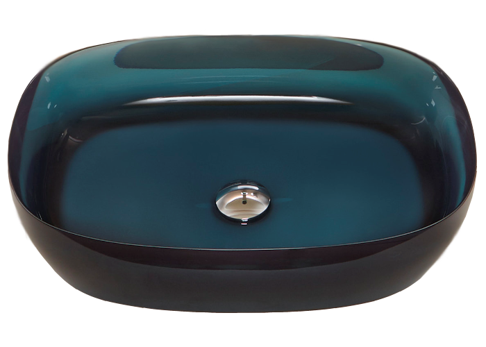 Antonio Lupi Sensoc Lavabo 60x40 da appoggio in cristalmood ambientato su piano bagno con accessori - Antonio Lupi Design