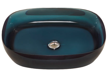 Lavabo 60x40 da appoggio in cristalmood Ceruleo con piletta scarico libero Senso SENSOC Antonio Lupi