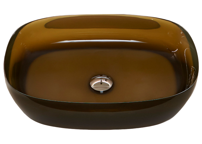 Antonio Lupi Senso Lavabo 60x40 In Cristalmood Gran Cru ambientato su piano bagno con accessori - Antonio Lupi Design