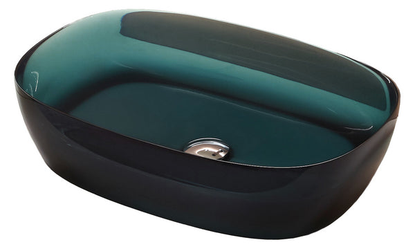 Antonio Lupi Senso Lavabo Rettangolare Soprapiano Cm 60x40 In Cristalmood Petrolio
