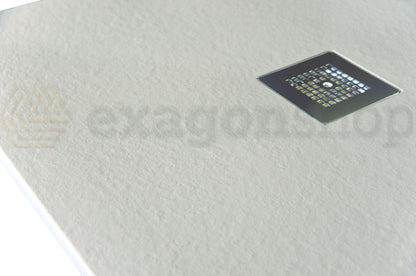 Desio Piatto Doccia 70x140 effetto pietra antibatterico in Solidstone Bianco