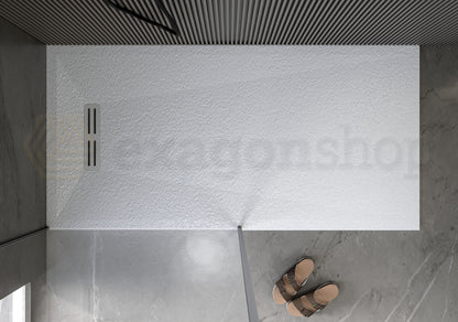 Nova Piatto Doccia ultrapiatto 80x140 cm piletta alta capacita  antiscivolo antibatterico effetto pietra Bianco