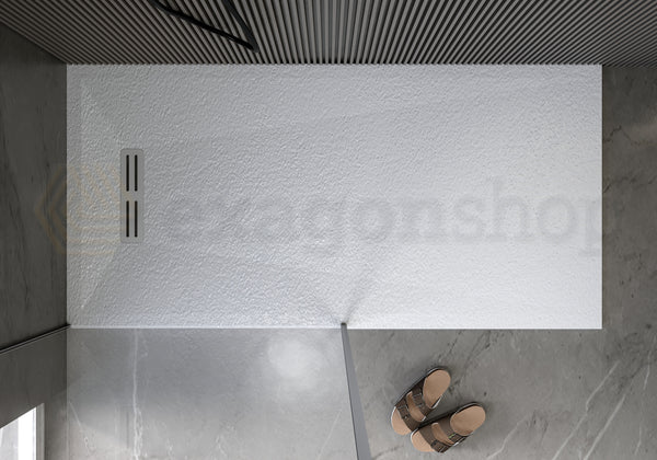 Nova Piatto Doccia ultrapiatto 80x140 cm piletta alta capacita  antiscivolo antibatterico effetto pietra Bianco