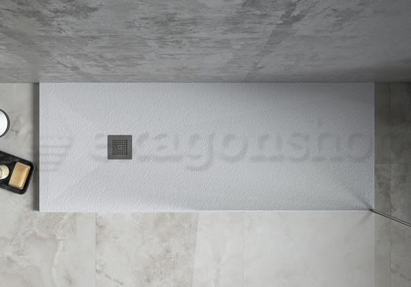 Piatto Doccia 80x140 effetto pietra in Solidstone Bianco Desio