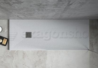 Desio Piatto Doccia 80x160 effetto pietra antibatterico in Solidstone Bianco
