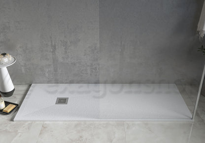 Desio Piatto Doccia 80x160 effetto pietra antibatterico in Solidstone Bianco
