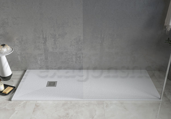 Desio Piatto Doccia 80x160 effetto pietra antibatterico in Solidstone Bianco