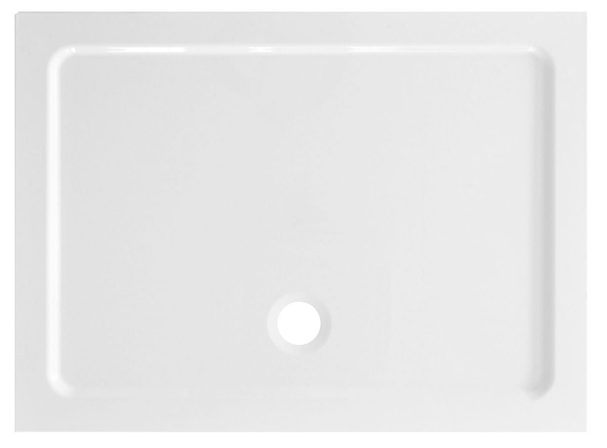 Flat Piatto Doccia 120x76 Rettangolare Bianco ambientato in box doccia con pareti in vetro - Exagonshop