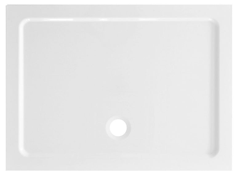 Flat Piatto Doccia 120x76 Rettangolare Bianco ambientato in box doccia con pareti in vetro - Exagonshop