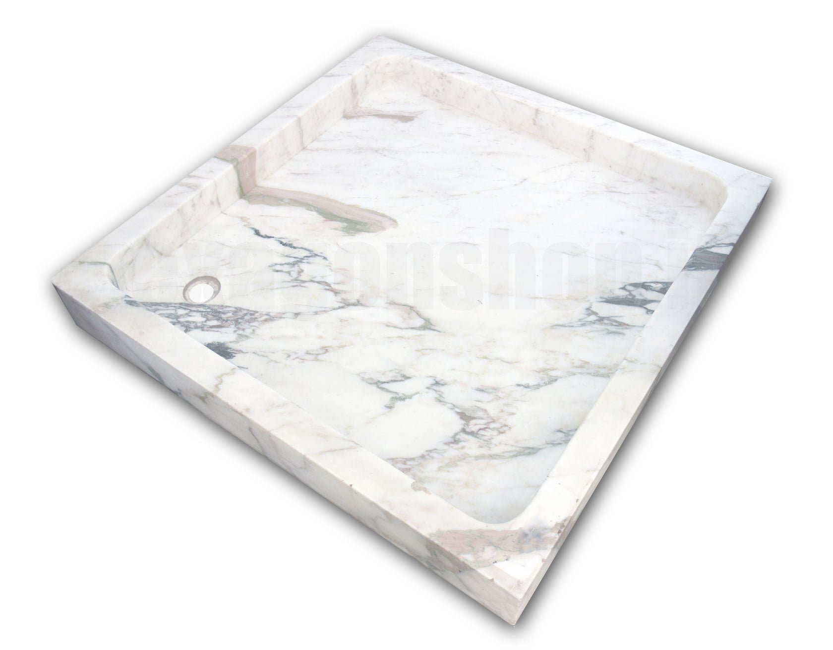 Piatto Doccia 90x90 quadrato In Marmo bianco T1045dn Ideal ambientato in box doccia con pareti in vetro