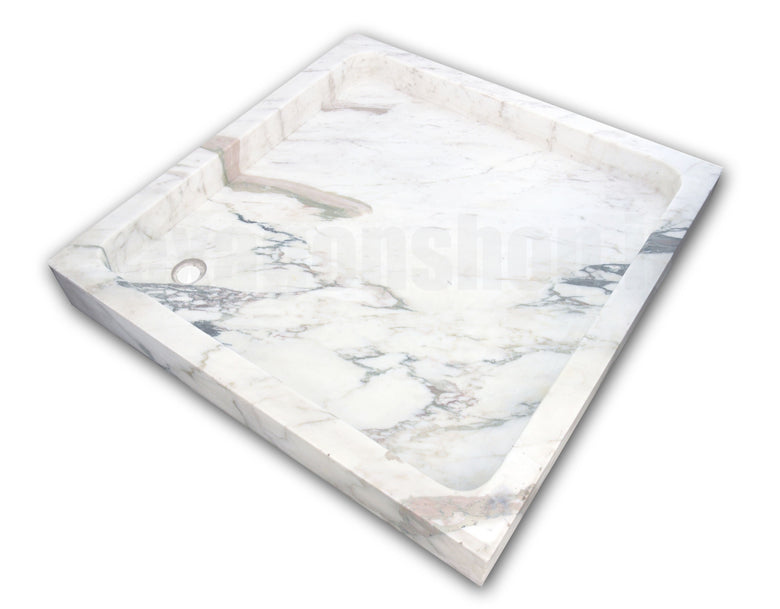 Piatto Doccia 90x90 quadrato In Marmo bianco T1045dn Ideal ambientato in box doccia con pareti in vetro