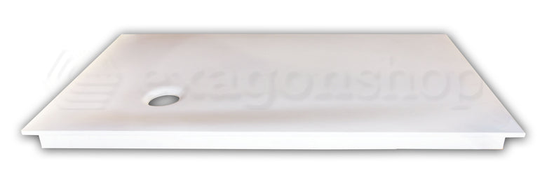 Antonio Lupi Piatto Doccia 75x120 senza piletta In Corian ambientato in box doccia con pareti in vetro - Antonio Lupi Design