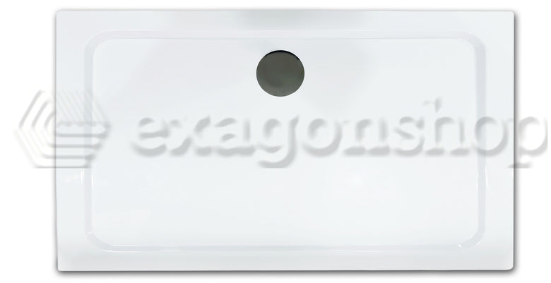 Piatto Doccia 160x80 in acrilico bianco lucido Con Piletta, vista laterale dello spessore e del bordo - Exagonshop