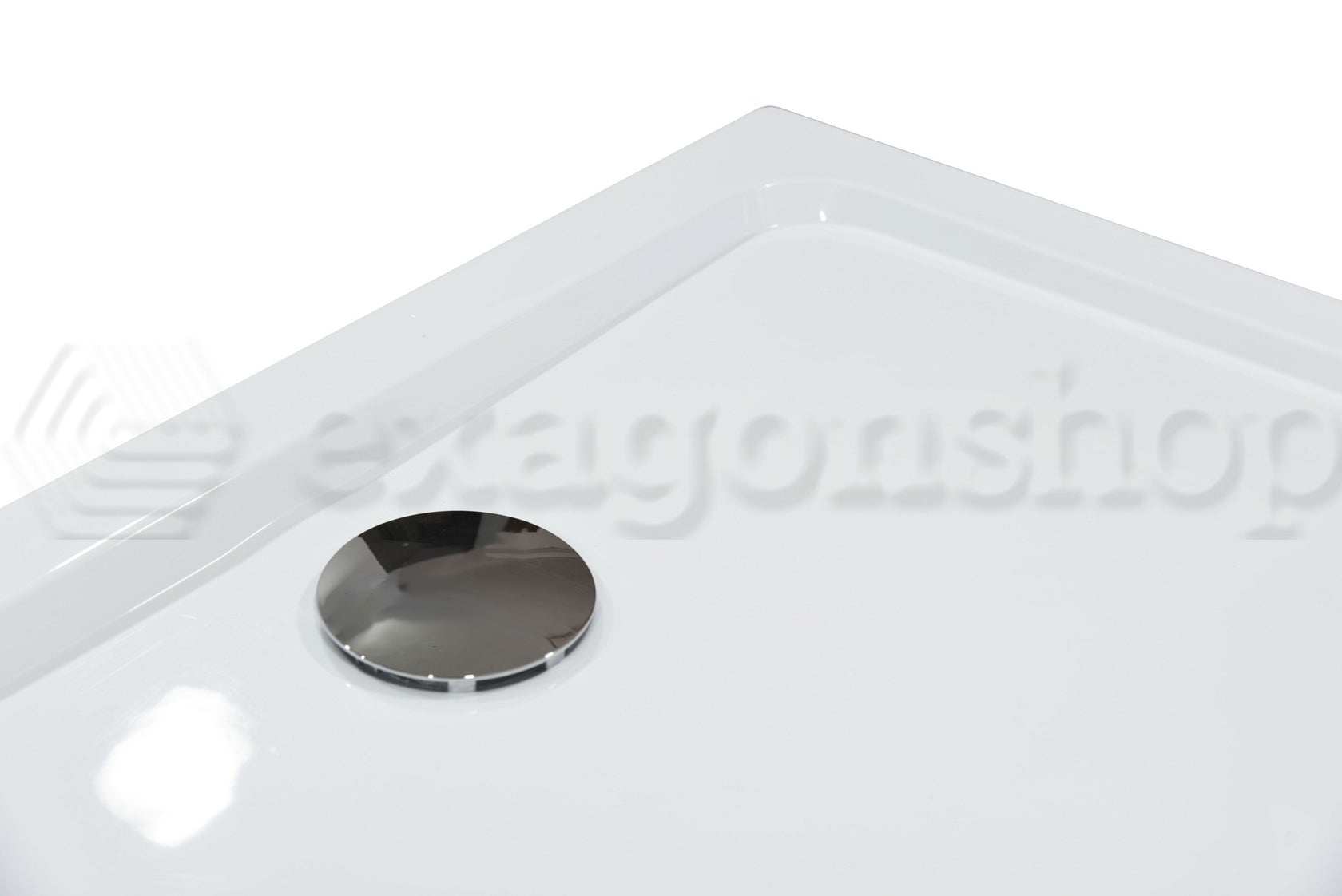 Piatto Doccia 160x80 in acrilico bianco lucido Con Piletta visto dall'alto con superficie e piletta di scarico - Exagonshop
