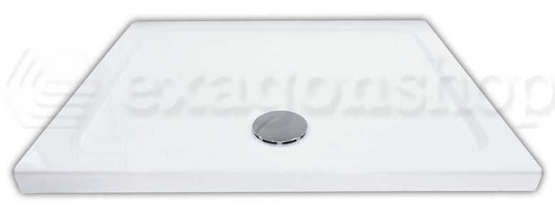 Piatto Doccia 70x90 in acrilico bianco lucido Con Piletta visto dall'alto con superficie e piletta di scarico - Exagonshop