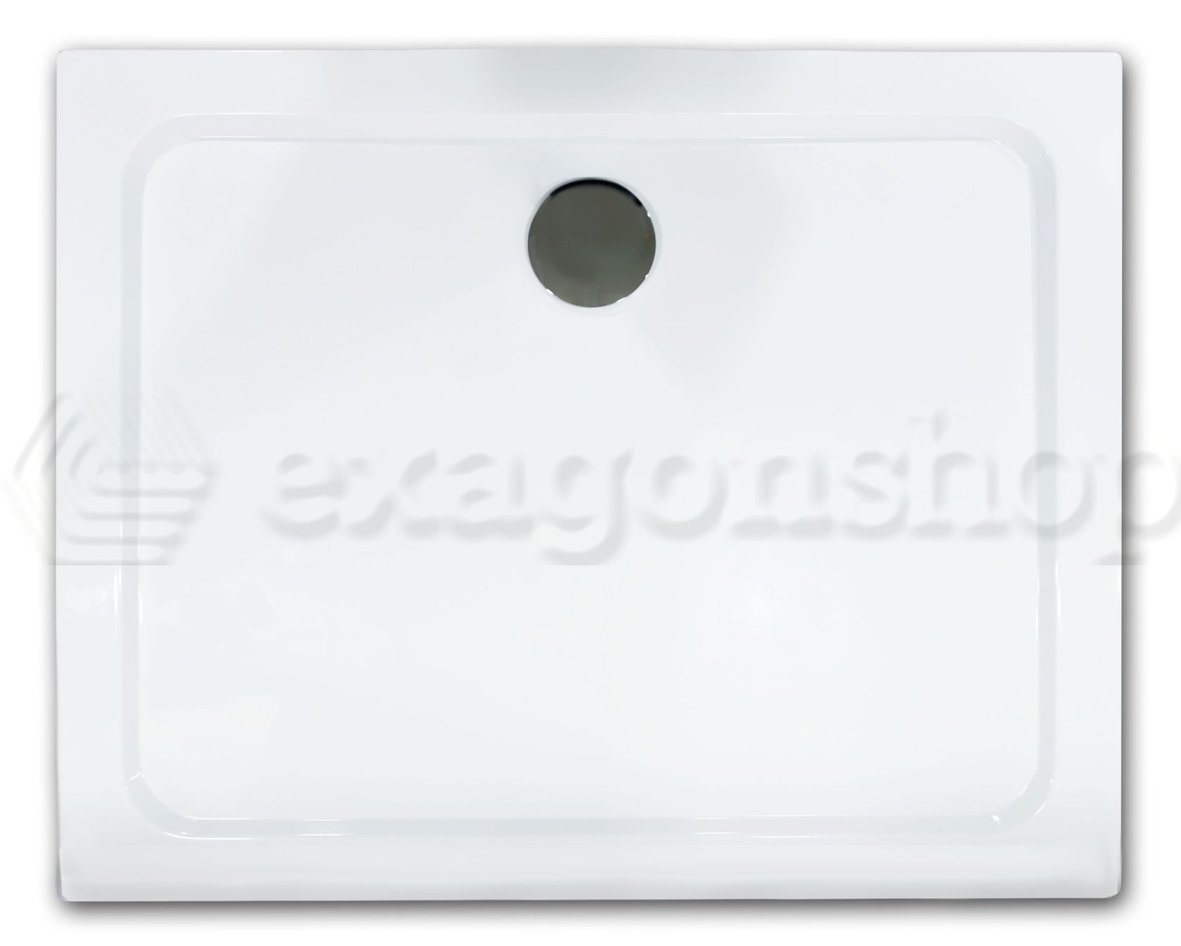 Piatto Doccia 70x90 in acrilico bianco lucido Con Piletta ambientato in box doccia con pareti in vetro - Exagonshop