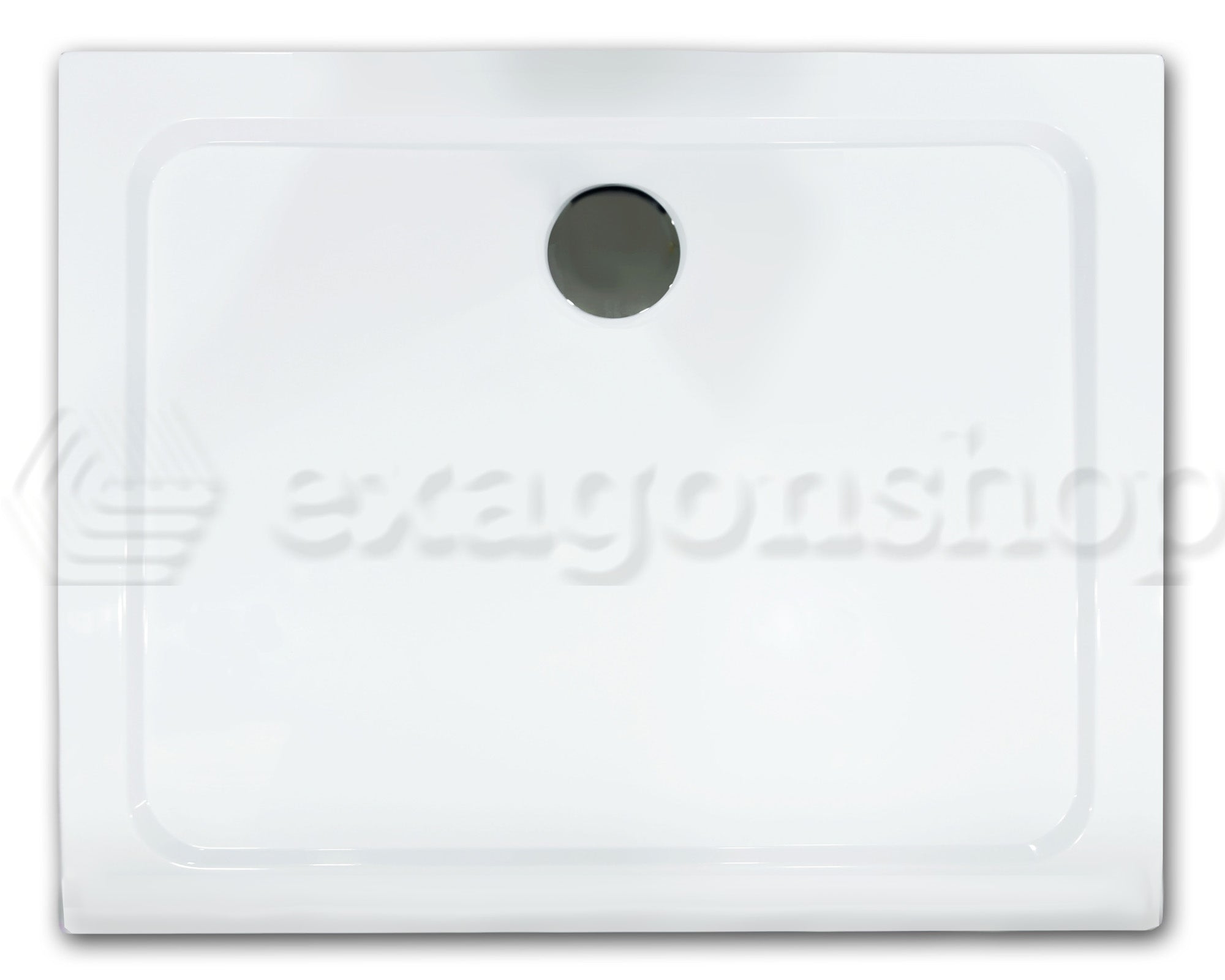Piatto Doccia 70x90 in acrilico bianco lucido Con Piletta ambientato in box doccia con pareti in vetro - Exagonshop