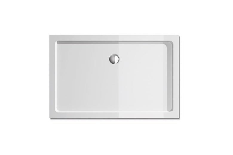 Piatto Doccia 120x80 In Acrilico Alta Resistenza Con Piano visto dall'alto con superficie e piletta di scarico
