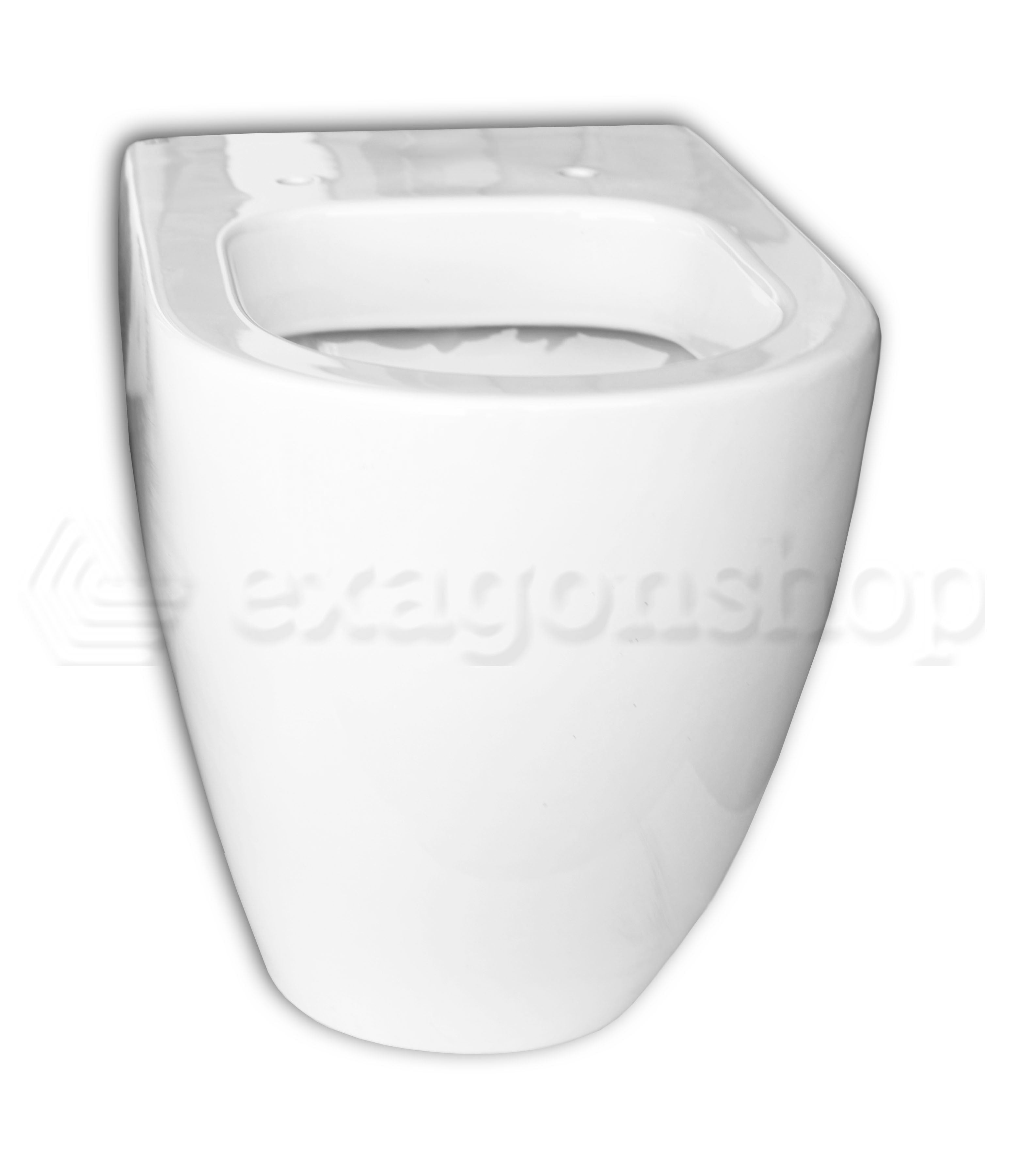 Vaso wc filo parete a Pavimento in ceramica Bianco lucido ambientato su piano bagno con accessori - Emporio Gessi