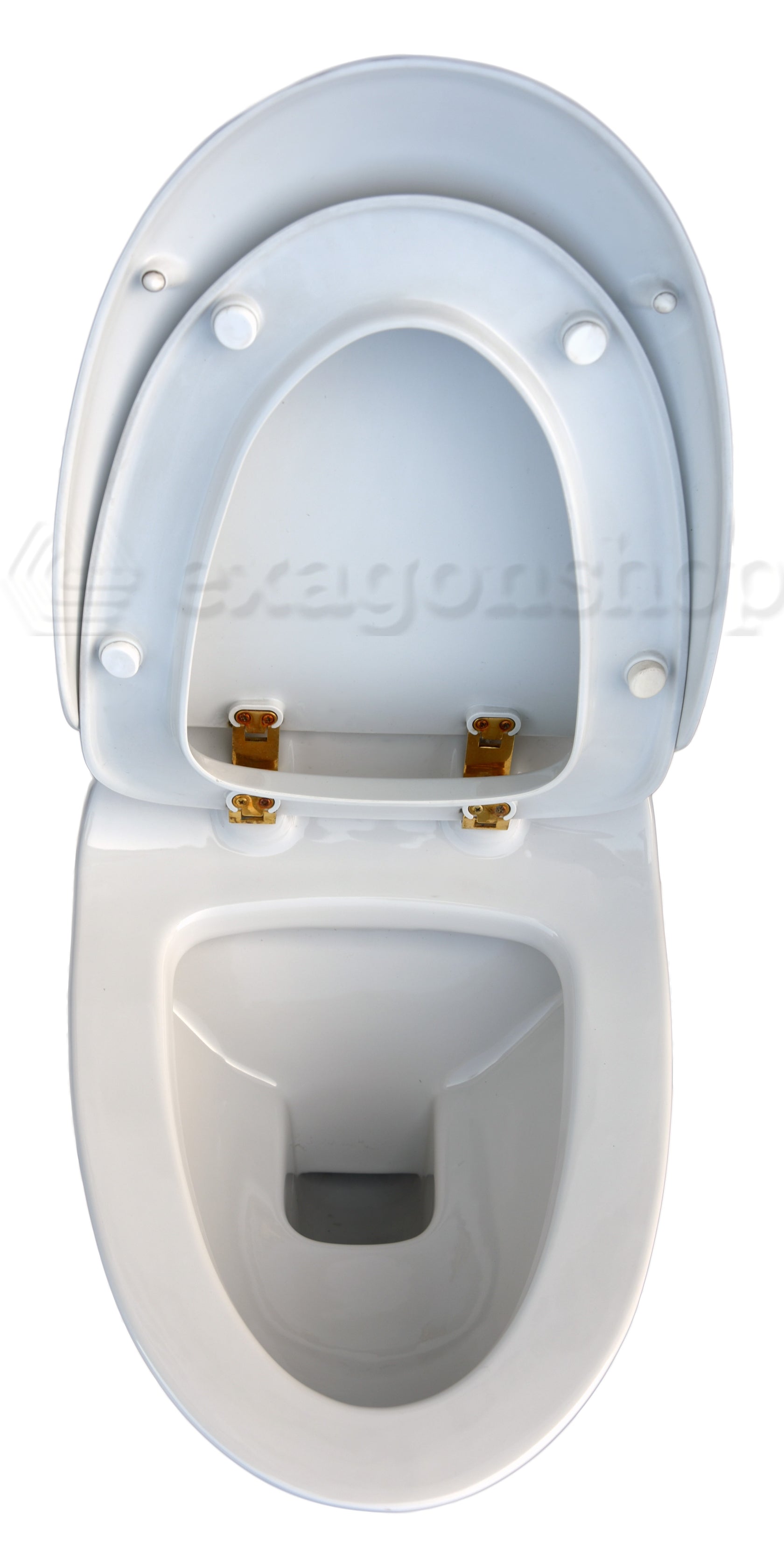 Ideal Standard Absolute Belvedere Vaso Sospeso senza sedile visto dall'alto con scarico e interno visibili