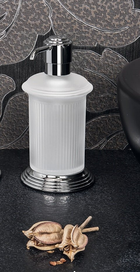 Colombo design hermitage b9336 dispenser sapone liquido da appoggio in vetro acidato naturale cromo