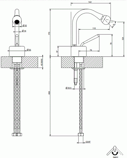 Gessi Goccia Miscelatore Bidet Senza Scarico Cromo 33607