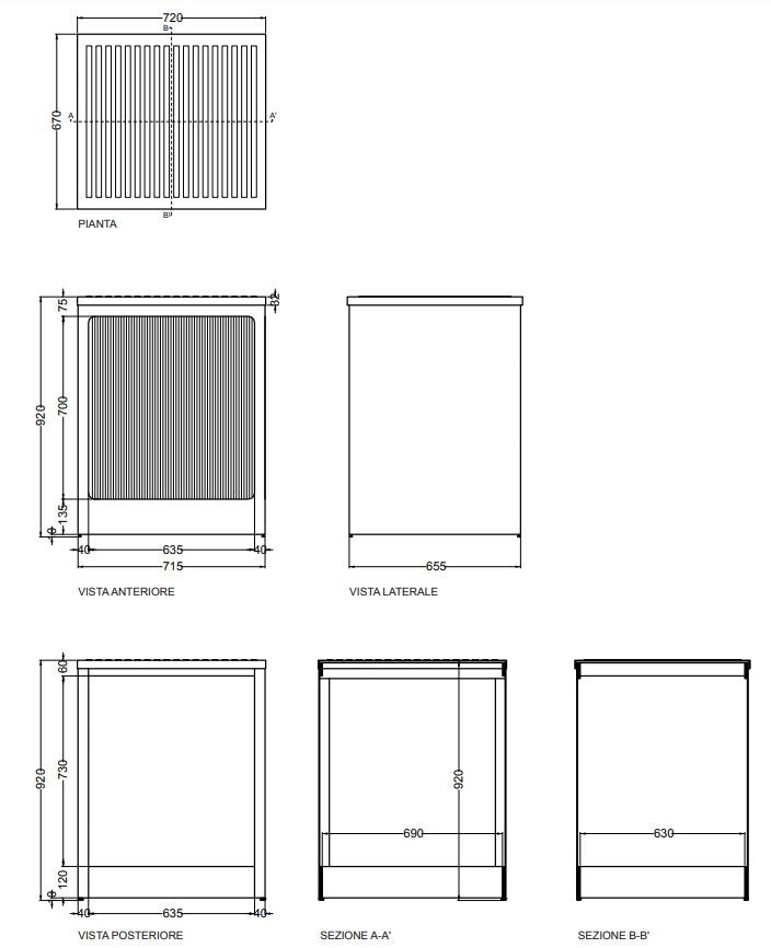 Colavene Lavcril box contenitore per lavatrice 72x68x91h con serrandina a scomparsa laterale in abs metacrilato bianco