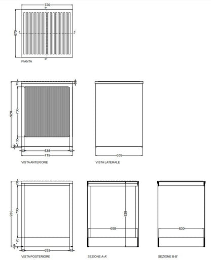 Colavene Lavcril box contenitore per lavatrice 72x68x91h con serrandina a scomparsa laterale in abs metacrilato bianco