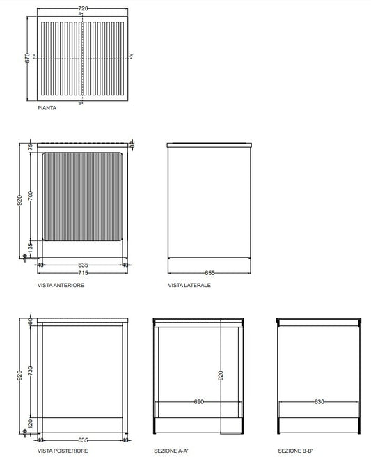 Colavene Lavcril box contenitore per lavatrice 72x68x91h con serrandina a scomparsa laterale in abs metacrilato bianco