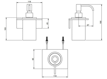 Treemme 5mm IT9041ISZZZZ dispenser portasapone liquido a muro bianco inox satinato