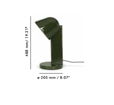 Flos ceramique down verde muschio Lampada da tavolo in, particolare del diffusore luminoso