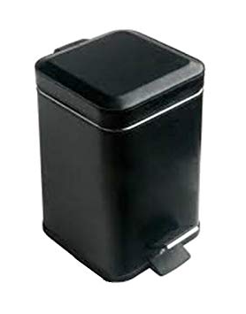 Colombo Black White Pattumiera 5lt in Ecopelle Nero montato a parete, vista del design e della finitura - Colombo Design