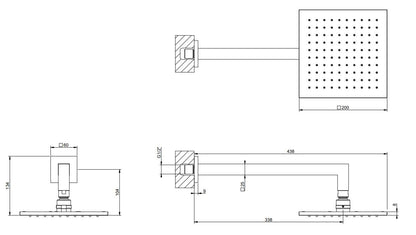Soffione doccia 20x20 quadro Anticalcare Orientabile con braccio a parete Cromo Shower 47376 Emporio Gessi