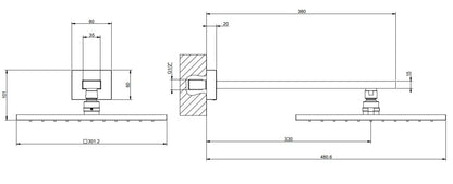 Soffione doccia 30x30 Anticalcare Orientabile con braccio a parete Cromo Rettangolo 15185 Gessi