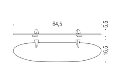 Colombo Design Link B2416 Mensola bagno 64,5 cm in Vetro Acidato Naturale cromo
