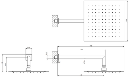 Gessi Emporio 47250 Soffione 30x30 Anticalcare con braccio Mirror Steel Shower