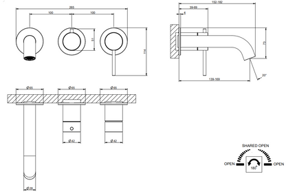 Bath316 Gessi Parte esterna miscelatore vasca con deviatore e bocca parte incasso non inclusa Steel brushed