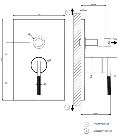 Parte esterna miscelatore a parete 2 vie con deviatore automatico cromo parte incasso non inclusa ingranaggio 63577 gessi