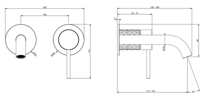 Gessi intreccio Parte esterna miscelatore lavabo a parete parte incasso non inclusa steel brushed