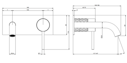 Gessi Intreccio Parte esterna miscelatore lavabo a parete parte incasso non inclusa steel brushed 54188