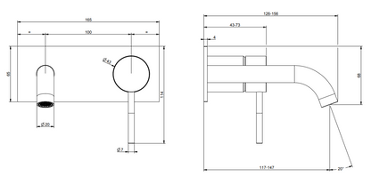 Gessi Flessa Parte esterna miscelatore lavabo a parete parte incasso non inclusa steel brushed 54088