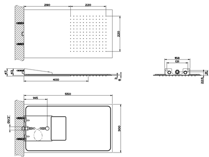 Gessi Tremillimetri 33081 Soffione doccia 55x30 a parete quadro mirror steel