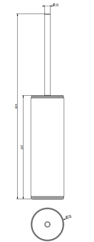 Gessi Porta scopino wc da appoggio bianco steel brushed, dettaglio ravvicinato del materiale e dell'aggancio