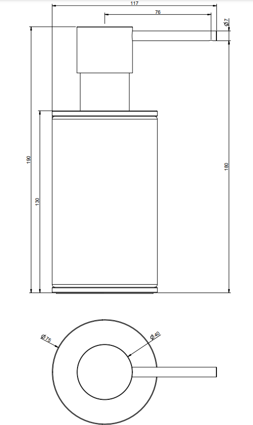 Dispenser sapone liquido da appoggio bianco steel brushed, dettaglio ravvicinato del materiale e dell'aggancio