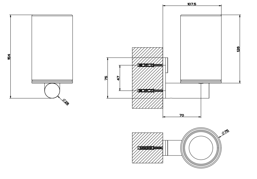 Bicchiere portaspazzolini a parete bianco steel brushed, dettaglio ravvicinato del materiale e dell'aggancio