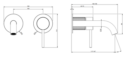 Gessi Cesello Parte esterna miscelatore lavabo a parete parte incasso non inclusa steel brushed