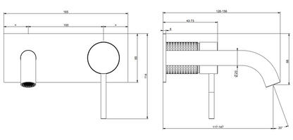 Gessi Cesello Parte esterna miscelatore lavabo a parete senza scarico parte incasso non inclusa steel brushed