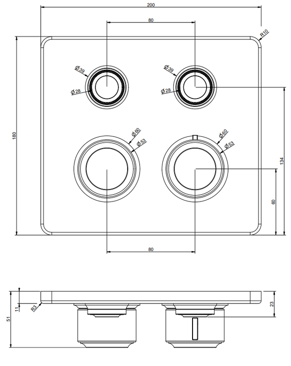 Parti esterne miscelatore doccia termostatico 2 funzioni cromo hi fi 65232 gessi