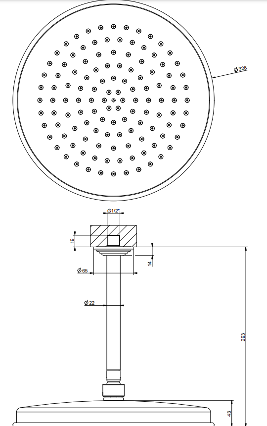 Soffione a soffitto orientabile cromo Venti20 Gessi Cromo Lucido, dettaglio ravvicinato della finitura e del marchio