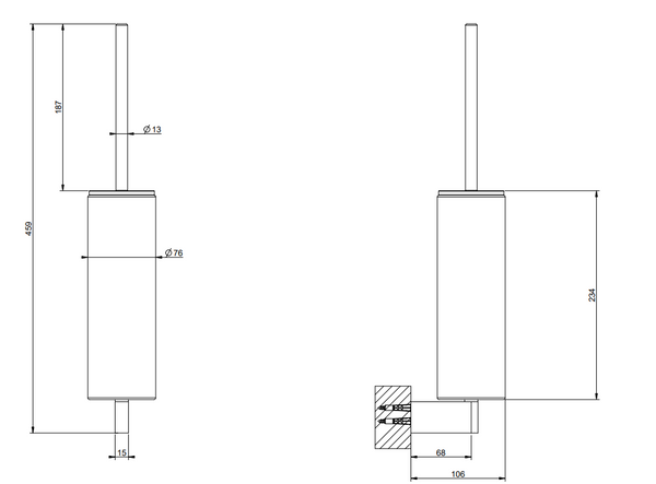 Porta scopino a muro nero brass brushed pvd 66420 Gessi